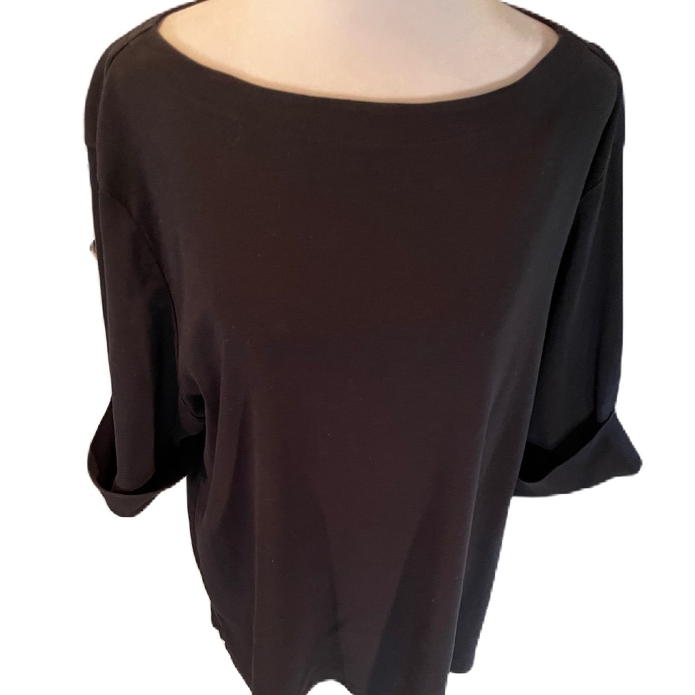Karen Scott Black Short Cuffed Sleeve Scoop Neck Women’s T-Shirt Size 3X